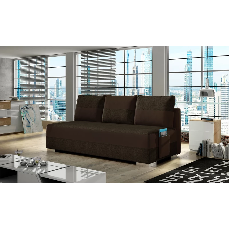 NYMERIA Dreisitzer-Schlafsofa – dunkelbraun