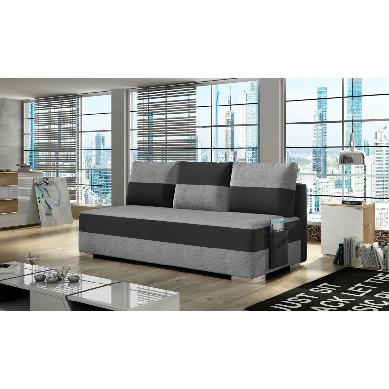 NYMERIA Dreisitzer-Schlafsofa - grau/schwarz