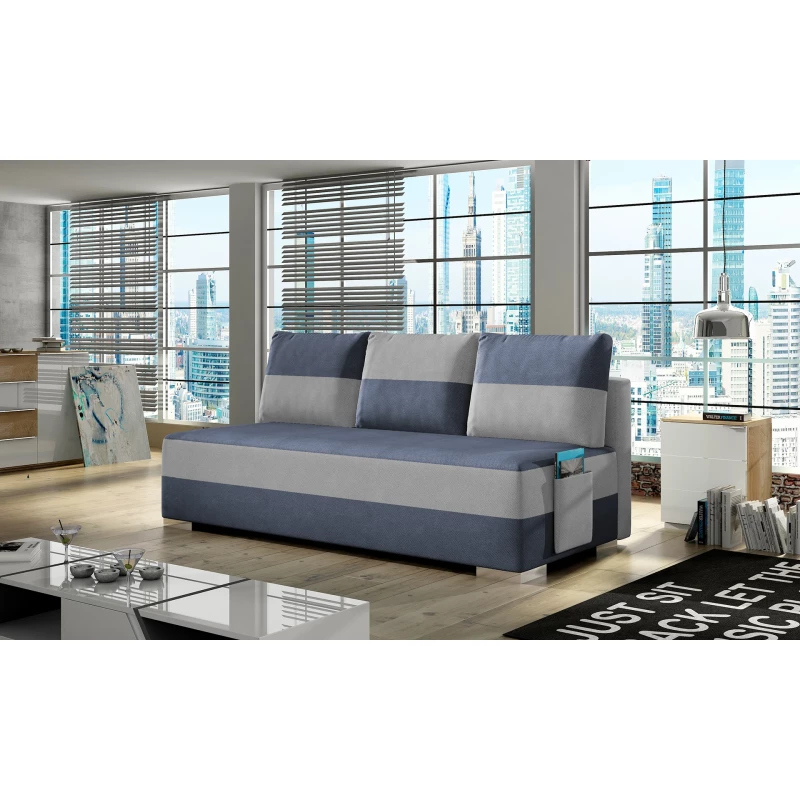 NYMERIA Dreisitzer-Schlafsofa - blau / hellgrau