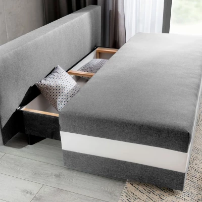 Schlafsofa KEZIAH - grau/weiß