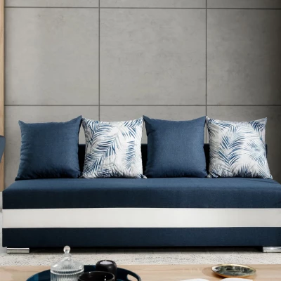 Schlafsofa KEZIAH - blau/weiß