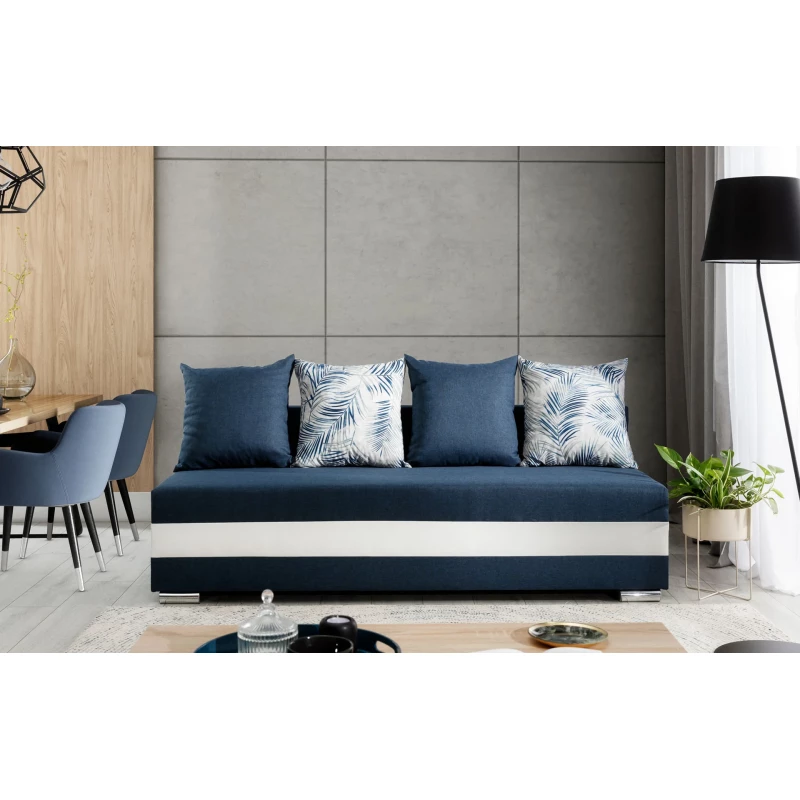 Schlafsofa KEZIAH - blau/weiß
