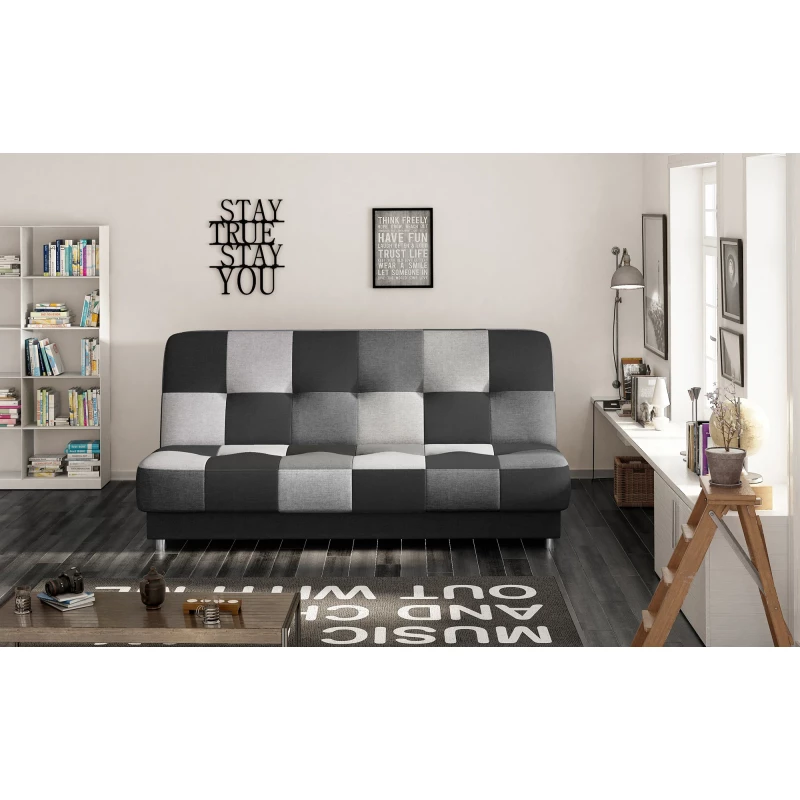 Schlafsofa mit Stauraum MAEVIRA – schwarz / dunkelgrau / grau