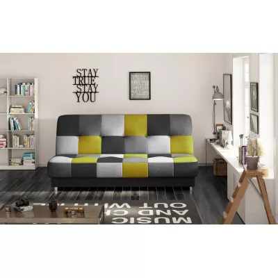 Schlafsofa mit Stauraum MAEVIRA – schwarz / grau / hellgrau / gelb