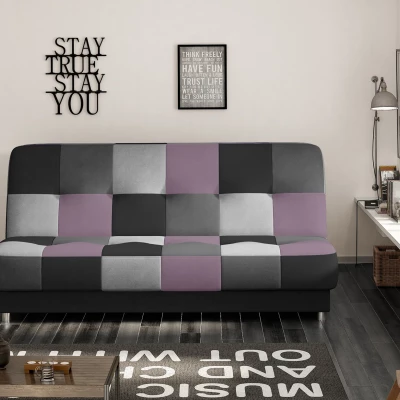 Schlafsofa mit Stauraum MAEVIRA – schwarz / grau / hellgrau / lila