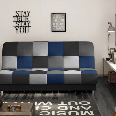 Schlafsofa mit Stauraum MAEVIRA – schwarz / grau / hellgrau / blau