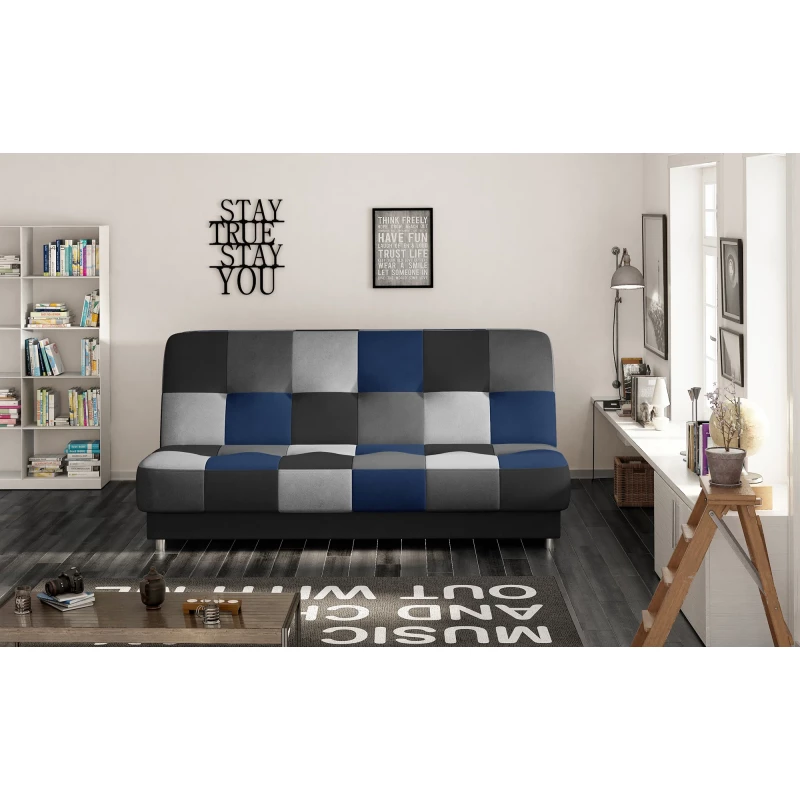 Schlafsofa mit Stauraum MAEVIRA – schwarz / grau / hellgrau / blau