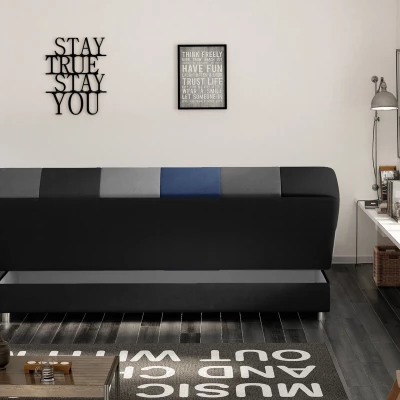 Schlafsofa mit Stauraum MAEVIRA – schwarz / grau / hellgrau / blau