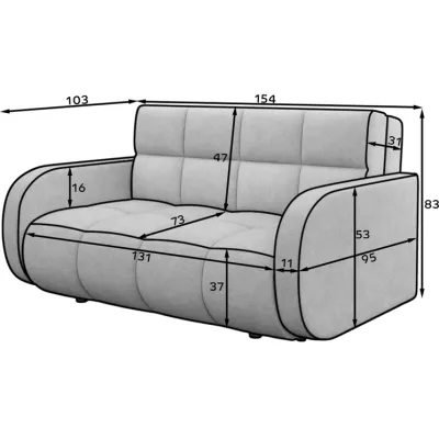 Zweisitzer-Schlafsofa DELPHINE – hellbeige