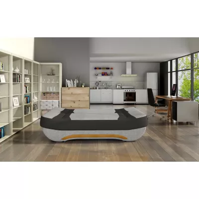 FAELINA Zweisitzer-Sofa - graues/schwarzes Kunstleder