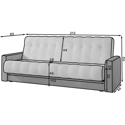 Dreisitzer-Sofa KAINDRA - grau/schwarz