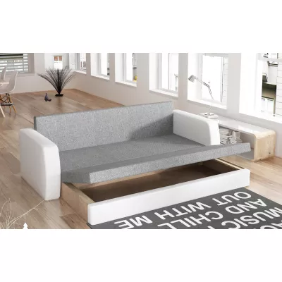 Schlafsofa mit Stauraum LYSITHEA – Hellgrau/Weiß