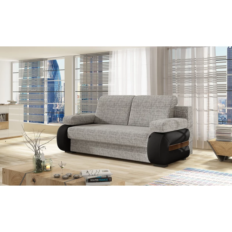 ZARELLE Zweisitzer-Sofa mit Stauraum – Esche/Schwarz