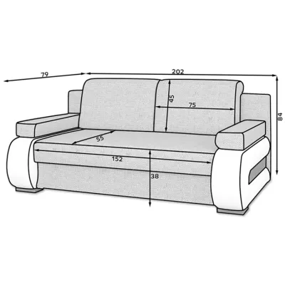 ZARELLE Zweisitzer-Sofa mit Stauraum – Esche/Schwarz