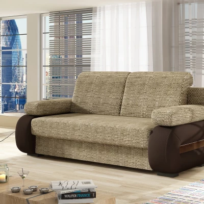 ZARELLE Zweisitzer-Sofa mit Stauraum – Dunkelbeige/Braun