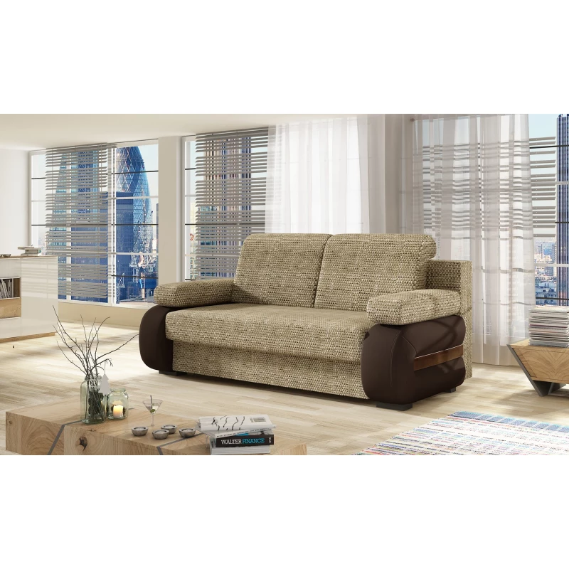 ZARELLE Zweisitzer-Sofa mit Stauraum – Dunkelbeige/Braun