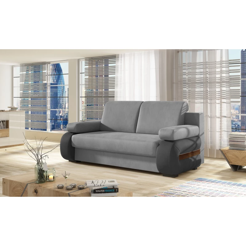 ZARELLE Zweisitzer-Sofa mit Stauraum – Hellgrau / Dunkelgrau