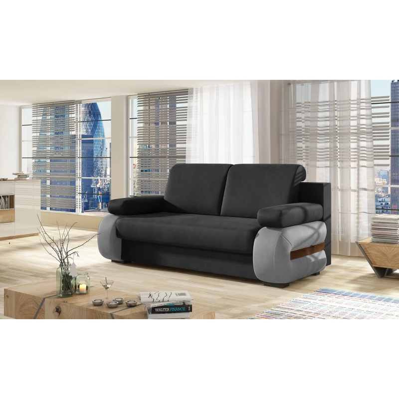 ZARELLE Zweisitzer-Sofa mit Stauraum – Dunkelgrau/Hellgrau