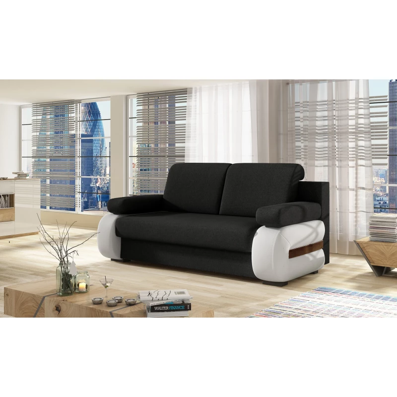 ZARELLE Zweisitzer-Sofa mit Stauraum – schwarz/weiß