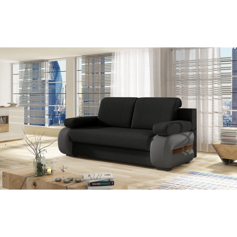 ZARELLE Zweisitzer-Sofa mit Stauraum – schwarz/grau