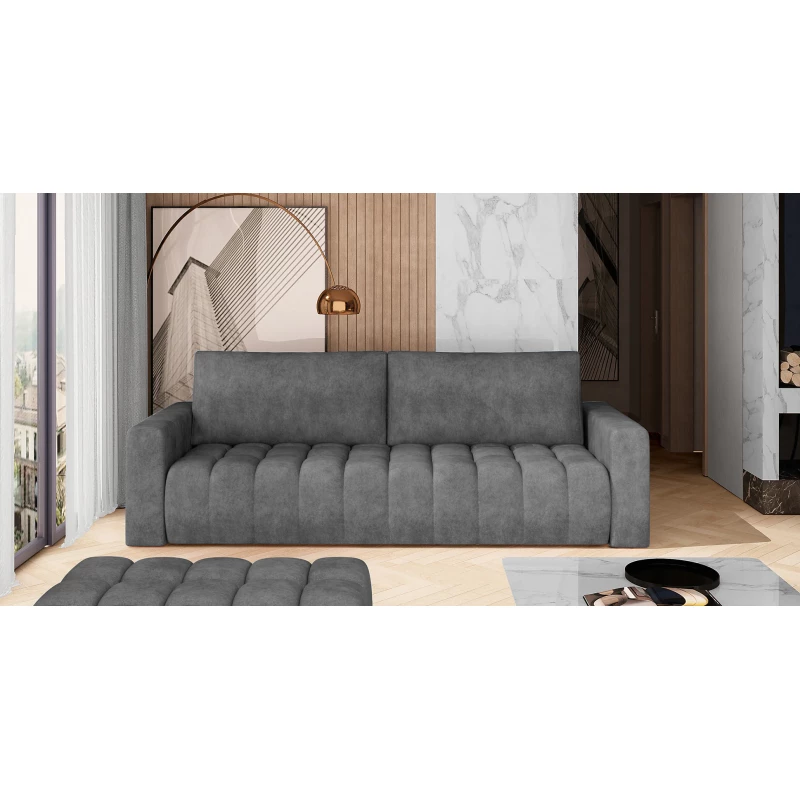 Sofa mit Stauraum ILANIS – graues Öko-Leder