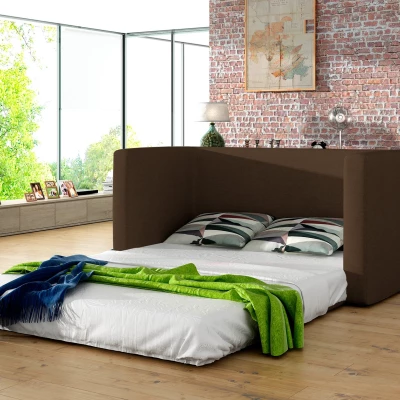 Kleines Schlafsofa CAELIS – dunkelbraun