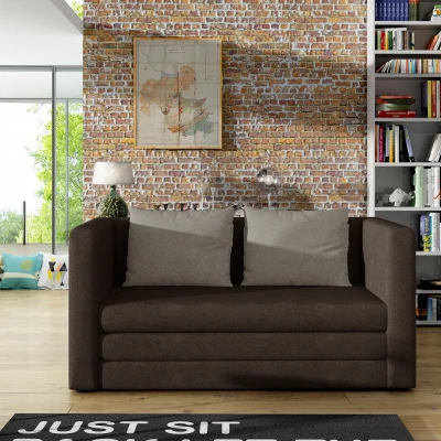 Kleines Schlafsofa CAELIS – braun/beige
