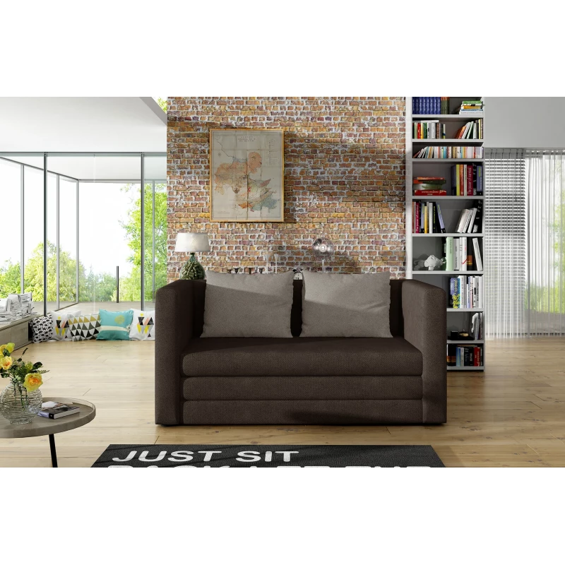 Kleines Schlafsofa CAELIS – braun/beige