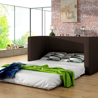 Kleines Schlafsofa CAELIS – braun/beige