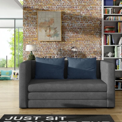 Kleines Schlafsofa CAELIS – dunkelgrau/blau
