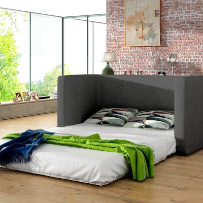 Kleines Schlafsofa CAELIS – dunkelgrau/blau