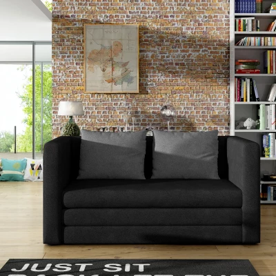 Kleines Schlafsofa CAELIS – schwarz/dunkelgrau