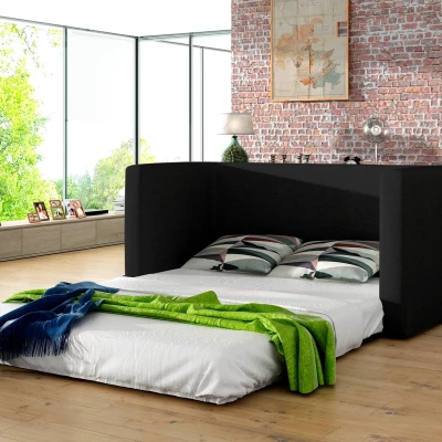 Kleines Schlafsofa CAELIS – schwarz/dunkelgrau