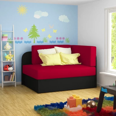 Kinderschlafsofa MIKAE - rot/schwarz