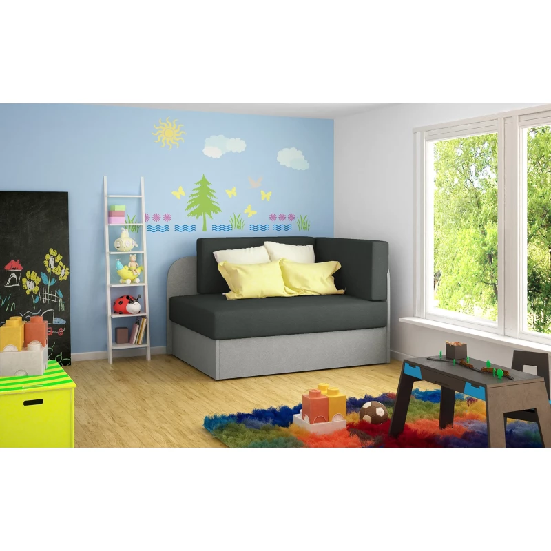 Kinderschlafsofa MIKAE - dunkelgrau / grau