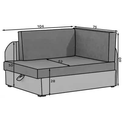 Kinderschlafsofa MIKAE - hellgrau / grau