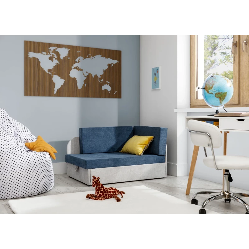 Kinderschlafsofa MIKAE - blau / hellgrau