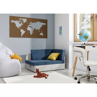 Kinderschlafsofa MIKAE - blau / hellgrau