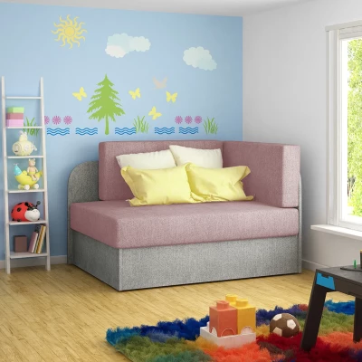 Kinderschlafsofa MIKAE - rosa / hellgrau