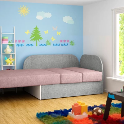 Kinderschlafsofa MIKAE - rosa / hellgrau