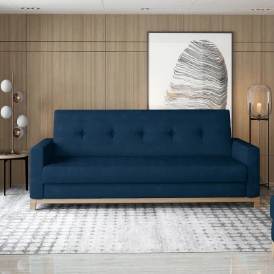 Dreisitzer-Sofa mit Stauraum ZIVENA - blau / Buche