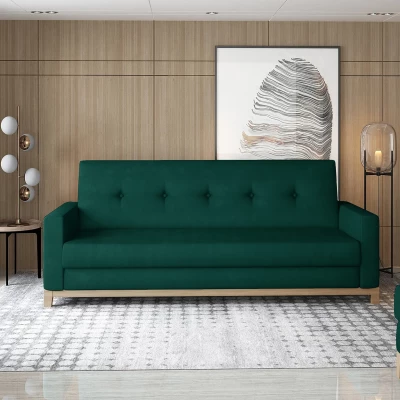 Dreisitzer-Sofa mit Stauraum ZIVENA - grün / Buche