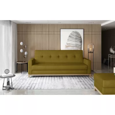 Dreisitzer-Sofa mit Stauraum ZIVENA - Senfgelb/Buche