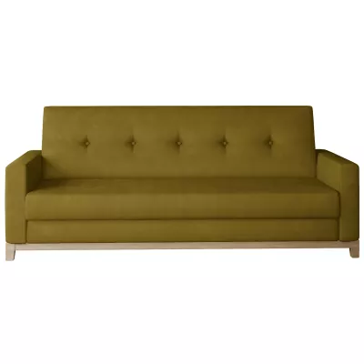 Dreisitzer-Sofa mit Stauraum ZIVENA - Senfgelb/Buche
