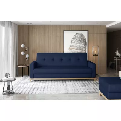 Dreisitzer-Sofa mit Stauraum ZIVENA - dunkelblau/buche