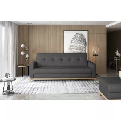 Dreisitzer-Sofa mit Stauraum ZIVENA - dunkelgrau / Buche