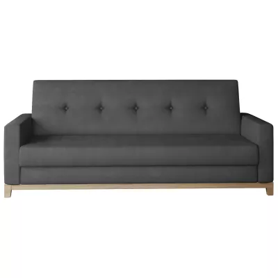 Dreisitzer-Sofa mit Stauraum ZIVENA - dunkelgrau / Buche