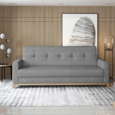 Dreisitzer-Sofa mit Stauraum ZIVENA - grau/buche