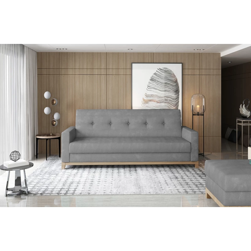 Dreisitzer-Sofa mit Stauraum ZIVENA - grau/buche