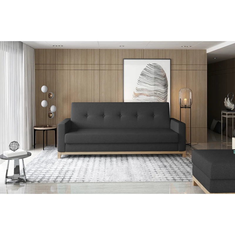 Dreisitzer-Sofa mit Stauraum ZIVENA - schwarz/buche